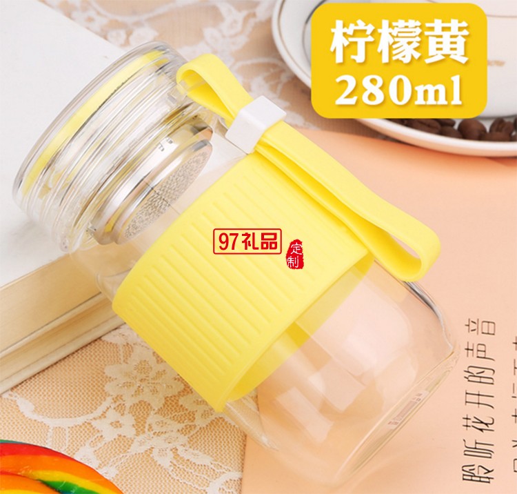 迷你花茶杯 過濾茶杯學(xué)生隨手杯 時尚玻璃杯
