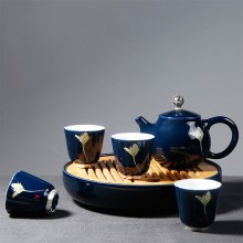 一壺四杯 霽藍釉旅行茶具 功夫茶具套裝