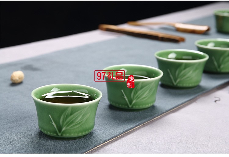 高檔青瓷陶瓷茶具套組禮盒10頭功夫茶壺套裝送客戶(hù)禮品定制