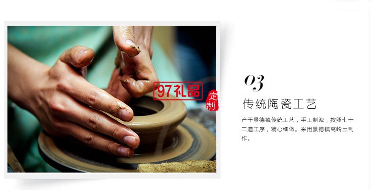 景德鎮(zhèn)陶瓷花瓶套裝 客廳擺件工藝品 藍色螺紋陶瓷兩件套花瓶擺件