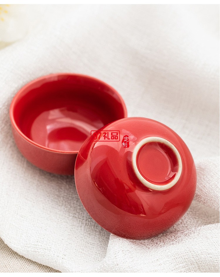 中國(guó)紅陶瓷功夫茶具地產(chǎn)送禮客戶送禮周年慶 可定制logo