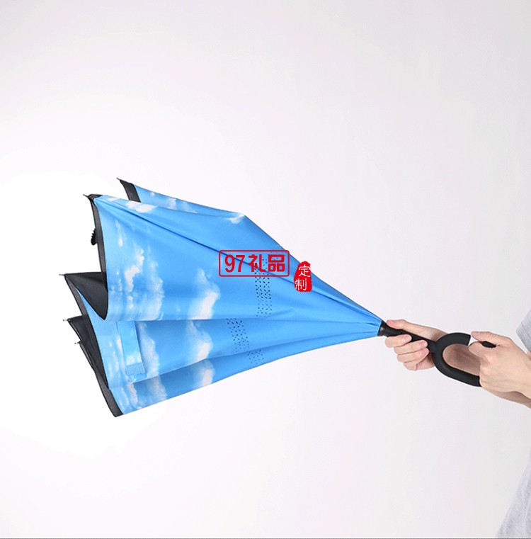 創(chuàng)意反向傘雙層 可站立反轉(zhuǎn)汽車(chē)晴雨傘可定制logo活動(dòng)小禮品
