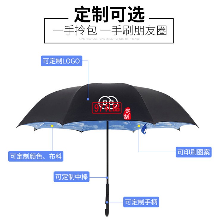 創(chuàng)意反向傘雙層 可站立反轉(zhuǎn)汽車(chē)晴雨傘可定制logo活動(dòng)小禮品