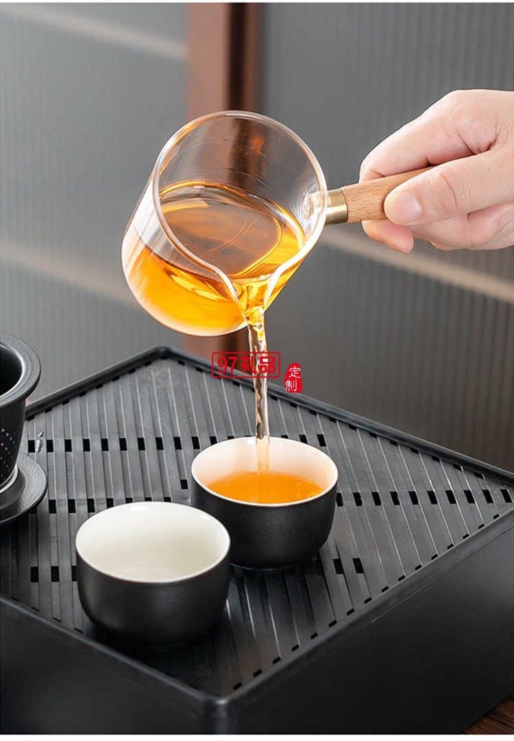 新品創(chuàng)意陶瓷便攜旅行茶具套裝茶盤(pán)皮包戶(hù)外一壺四杯 可定制logo