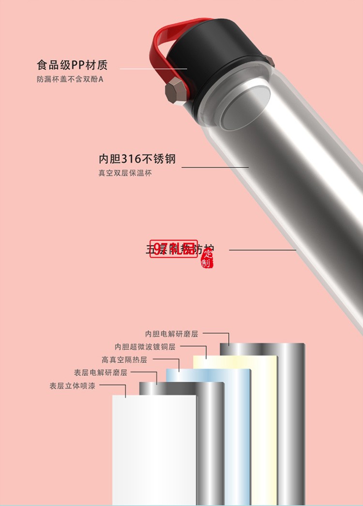 316不銹鋼車(chē)載便攜小學(xué)生簡(jiǎn)約可愛(ài)可定制logo
