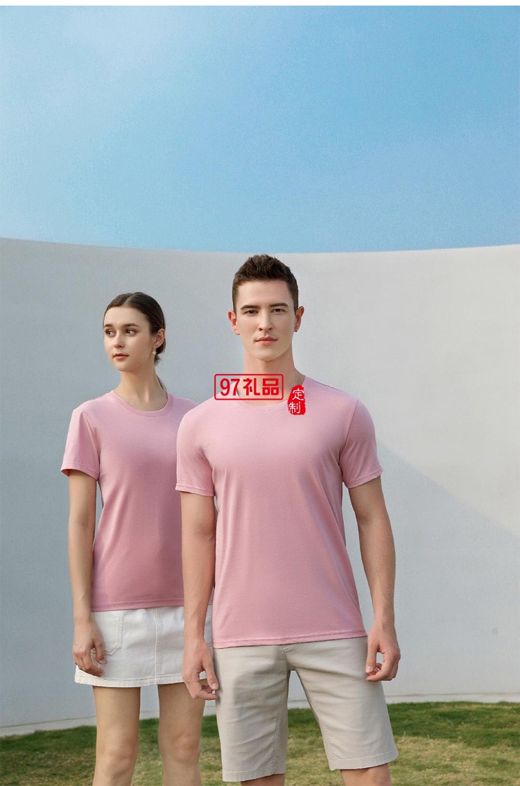 定制廣告衫200g50支雙紗絲光棉圓領(lǐng) 短袖團(tuán)體服飾活動廣告服裝