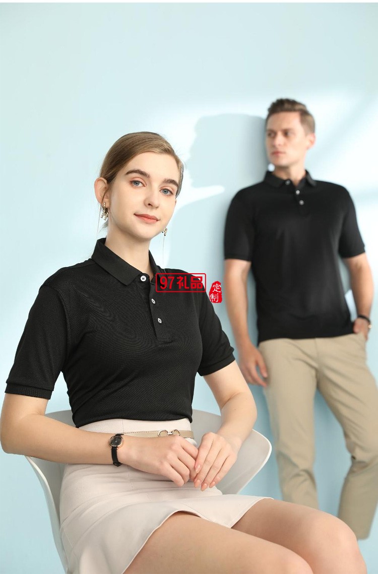 定制廣告衫200g巴洛克蔚藍(lán)翻領(lǐng)工作服活動服飾可定制