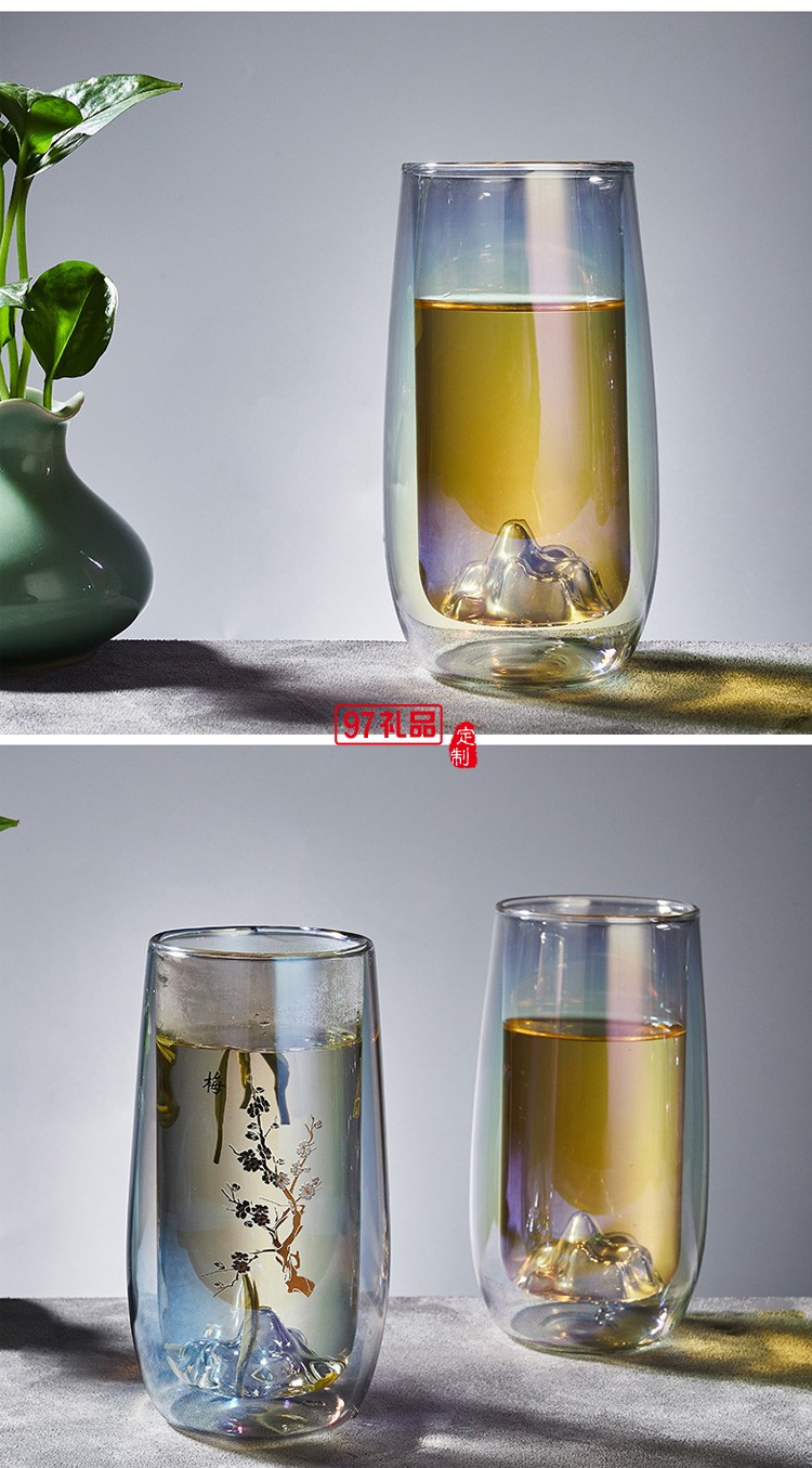 玻璃杯耐高溫大號(hào)家用透明水杯中國(guó)風(fēng)網(wǎng)紅綠茶杯禮品杯子定制
