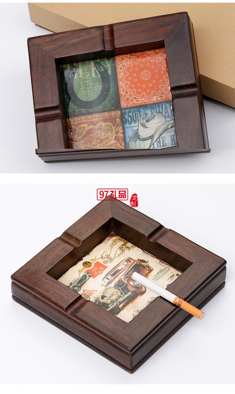 紅木煙灰缸定制復(fù)古車(chē)載客廳煙灰缸商務(wù)創(chuàng)意禮品