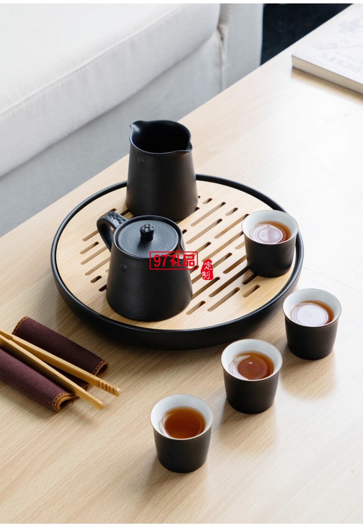 小型功夫茶具套裝日式簡(jiǎn)約復(fù)古辦公室家用小套儲(chǔ)水小茶盤茶臺(tái)一體