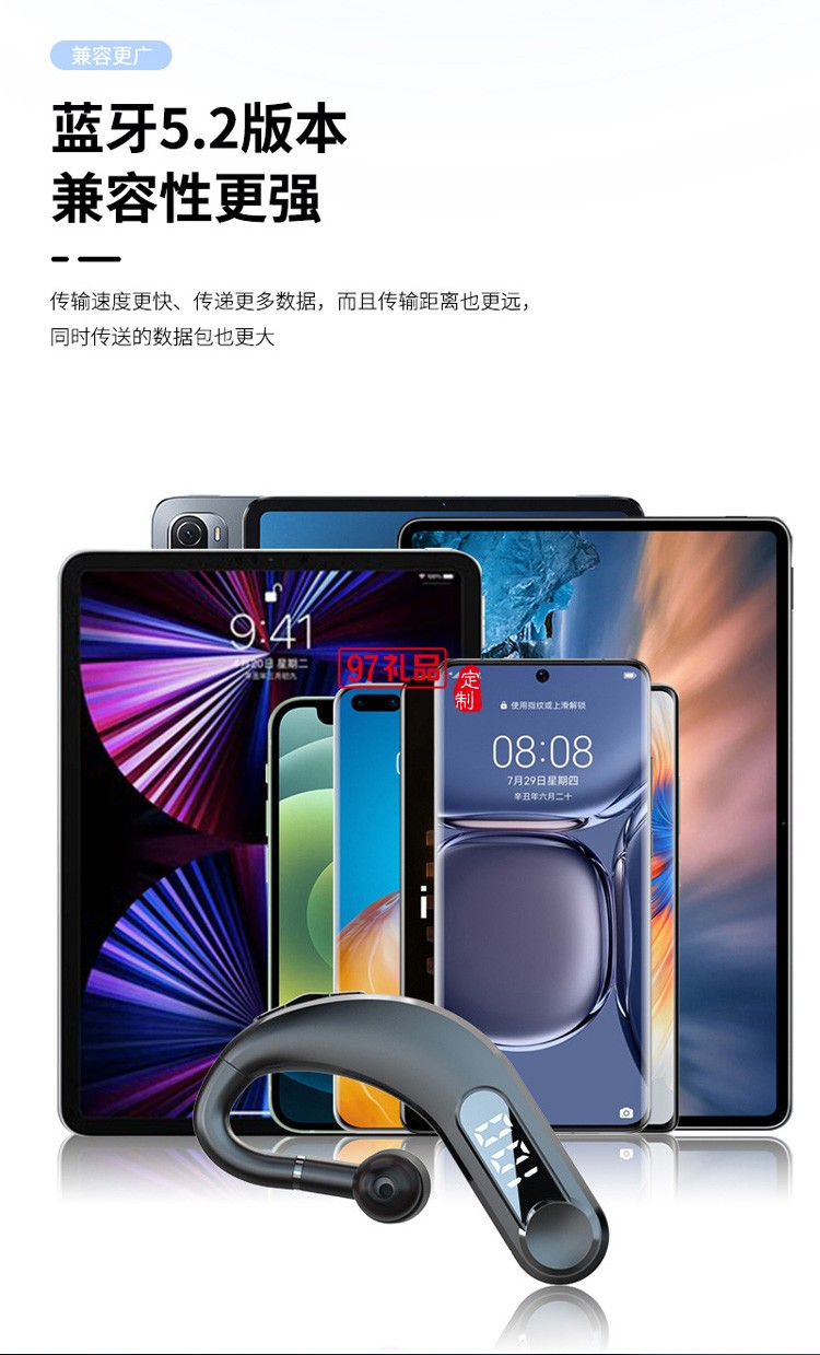 掛耳式藍牙5.0數(shù)顯180度可旋轉(zhuǎn)商務(wù)通話長續(xù)航長待機