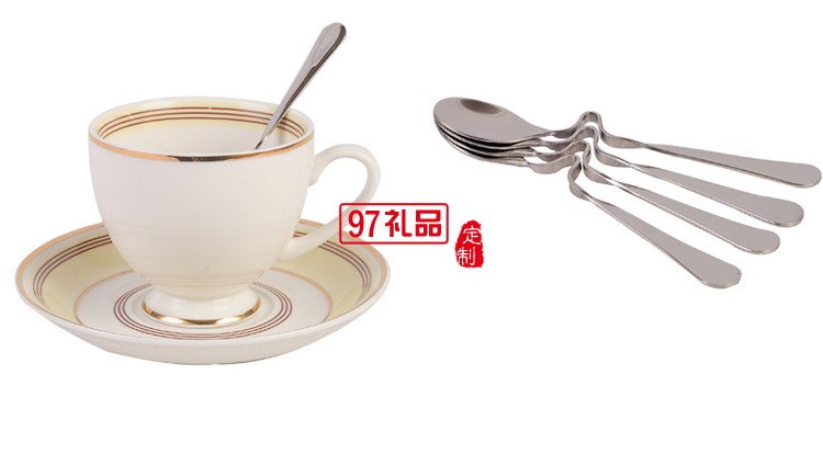 創(chuàng)意三件套線條金邊手工描金歐式骨瓷咖啡杯碟套裝花茶杯可加LOGO