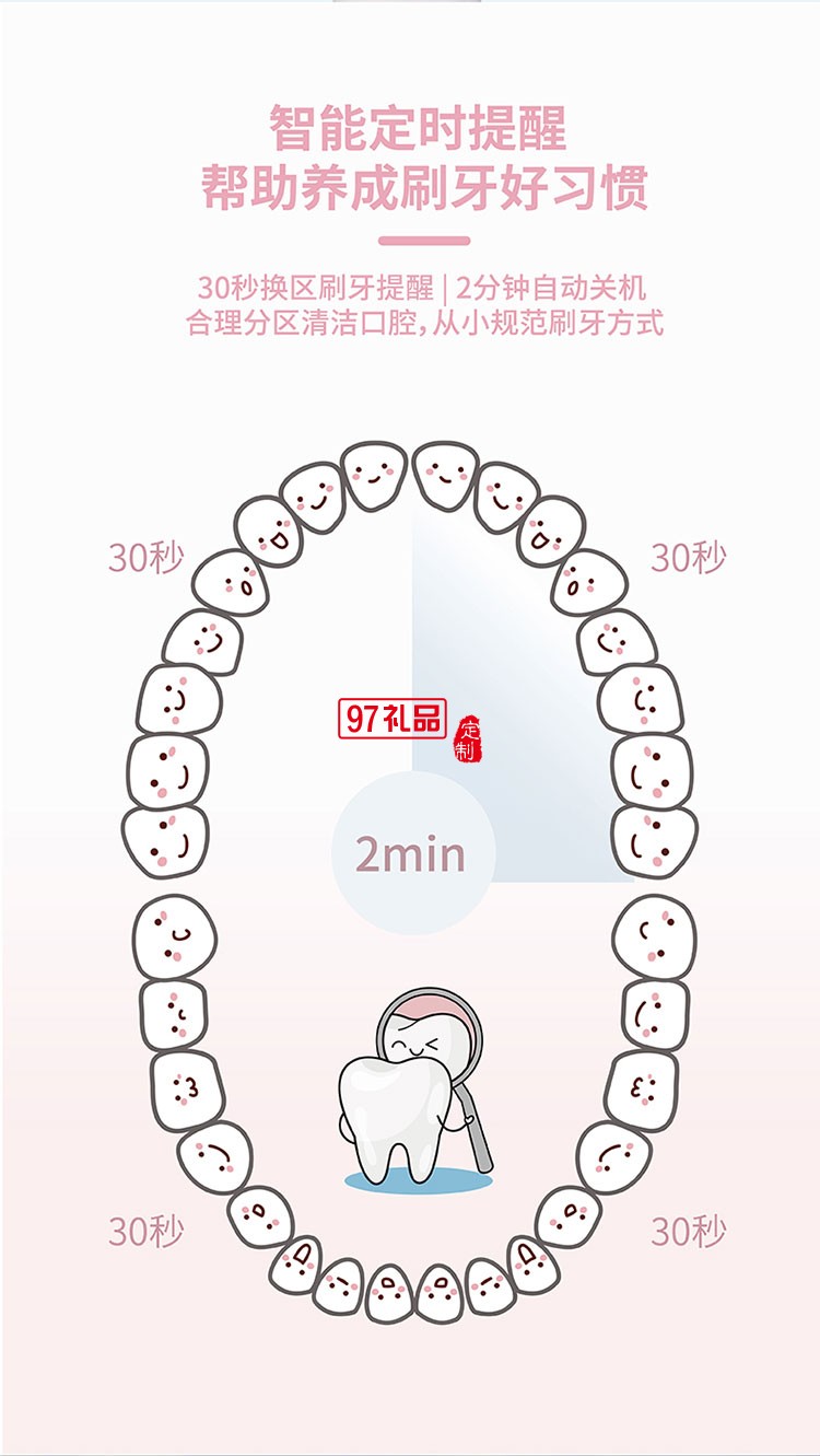 IPX7級防水等級易于手持防水防滑兒童電動牙刷