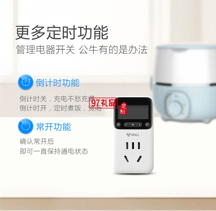 公牛定時(shí)插座10A自動(dòng)斷電電動(dòng)車定時(shí)開(kāi)關(guān)GND-1定制公司廣告禮品