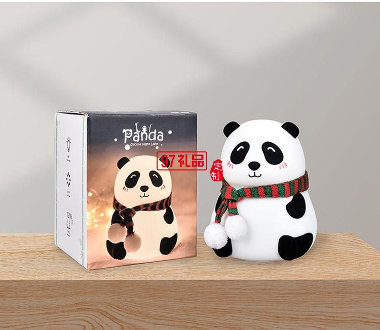 熊貓硅膠拍拍燈高顏值氛圍護(hù)眼宿舍臥室學(xué)習(xí)充電臺燈小夜燈