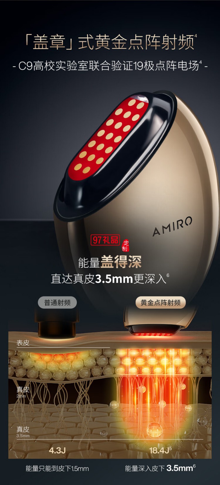 AMIRO覓光 膠原炮打格子射頻美容儀 面部臉部提拉緊致瘦臉 眼部嫩膚