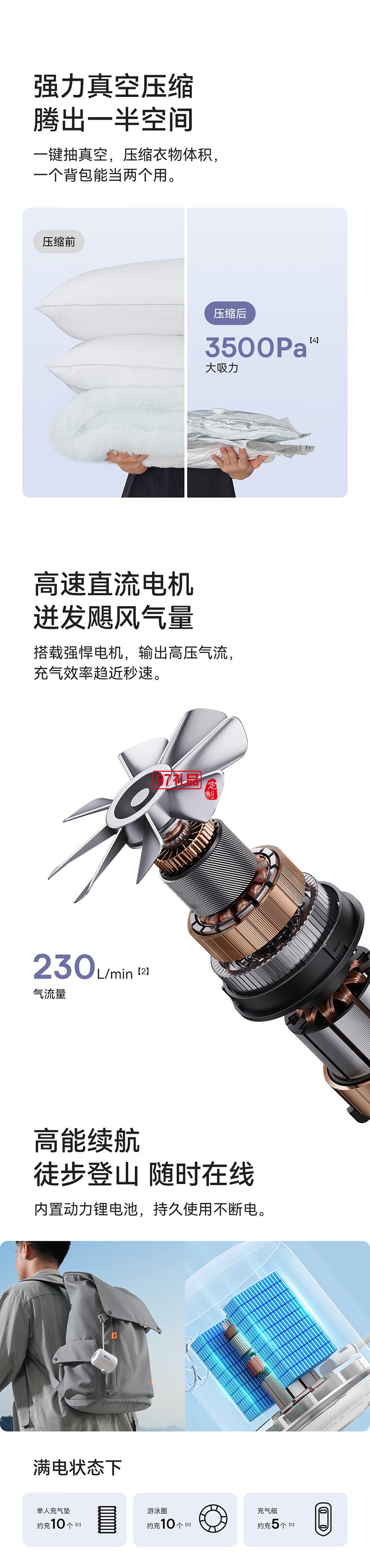 倍思 小口袋 戶外露營(yíng)迷你充氣泵