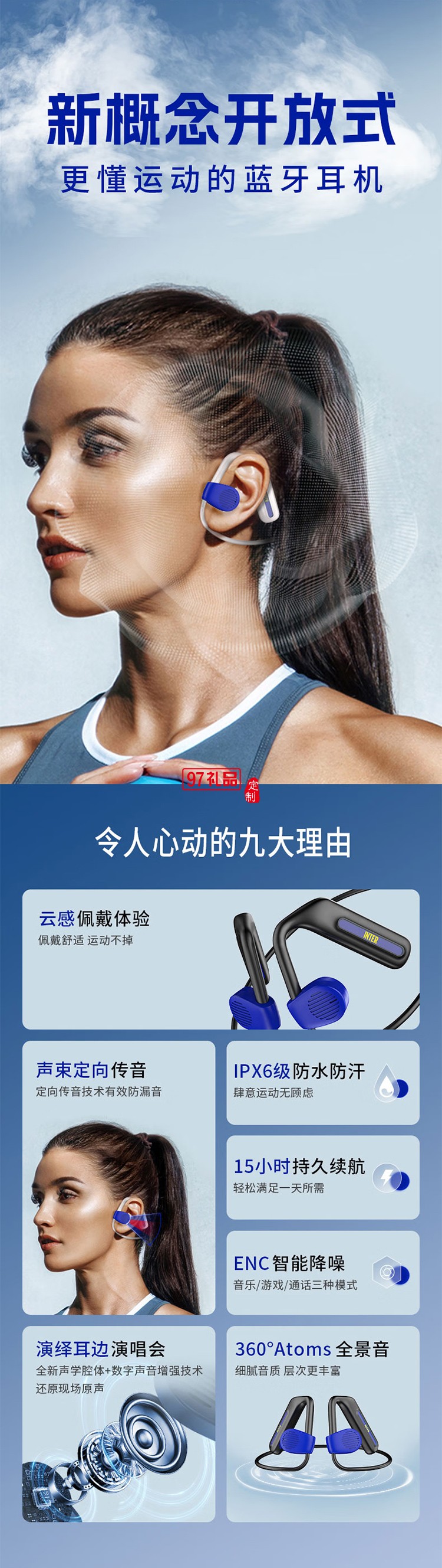 FCIM/國際米蘭 Openx3 開放式掛脖運動藍牙耳機