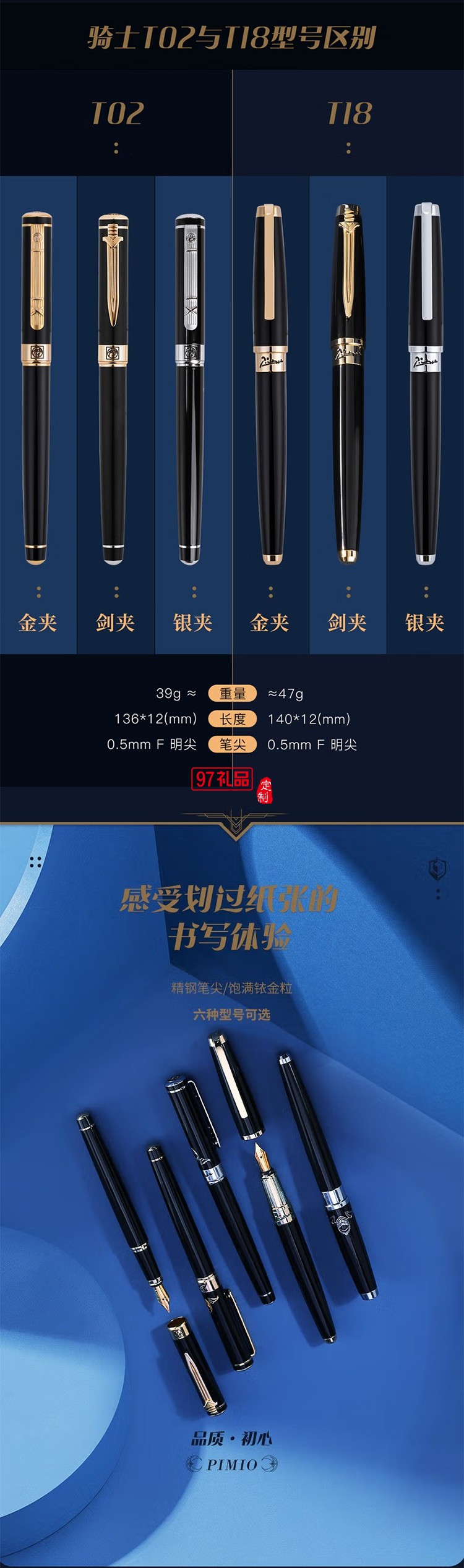 PIMIO 畢加索鋼筆高端輕奢送領(lǐng)導畢業(yè)禮物騎士簽字筆商務(wù)禮盒送禮刻字
